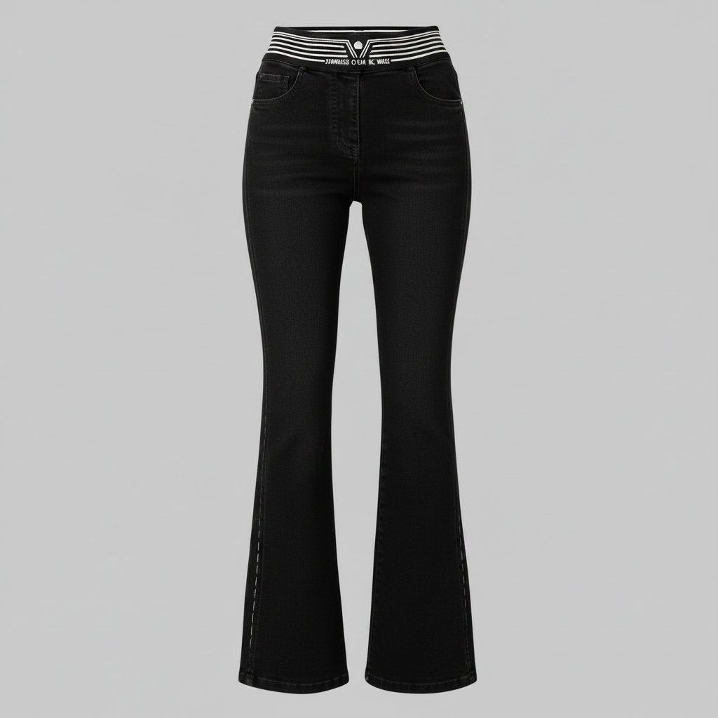High-Waisted Flared Black Jeans | Women's Slim Fit Trousers