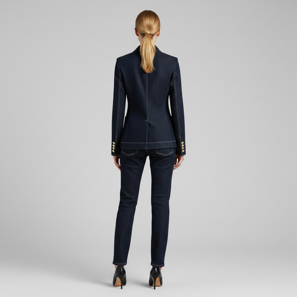 Navy Blue Oversized Denim Jacket | Casual Outerwear for Women
