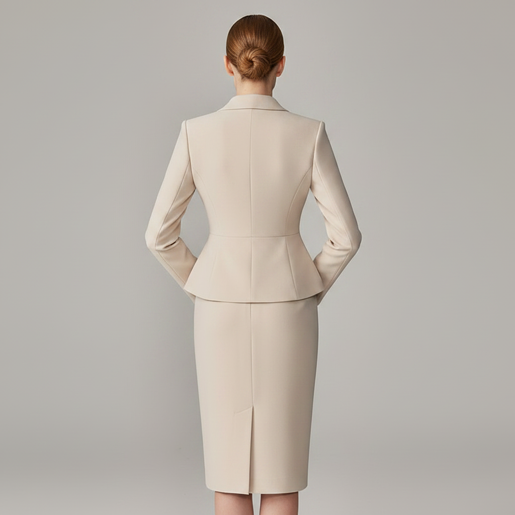 Beige Lapel Suit | Women's Tailored Pant Suit Set