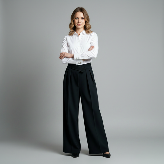 Black Wide Leg Trousers | Women's Stylish Pants