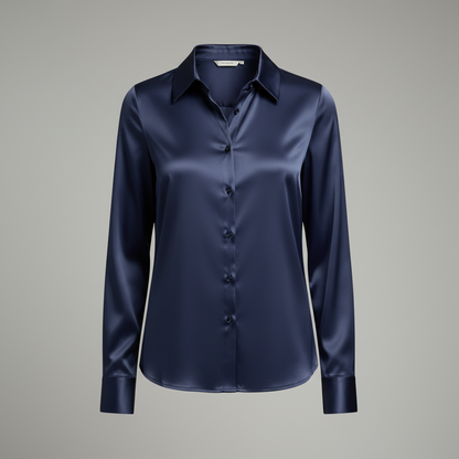 Elegant Satin Blouse | Long Sleeve Women's Plus Size Top