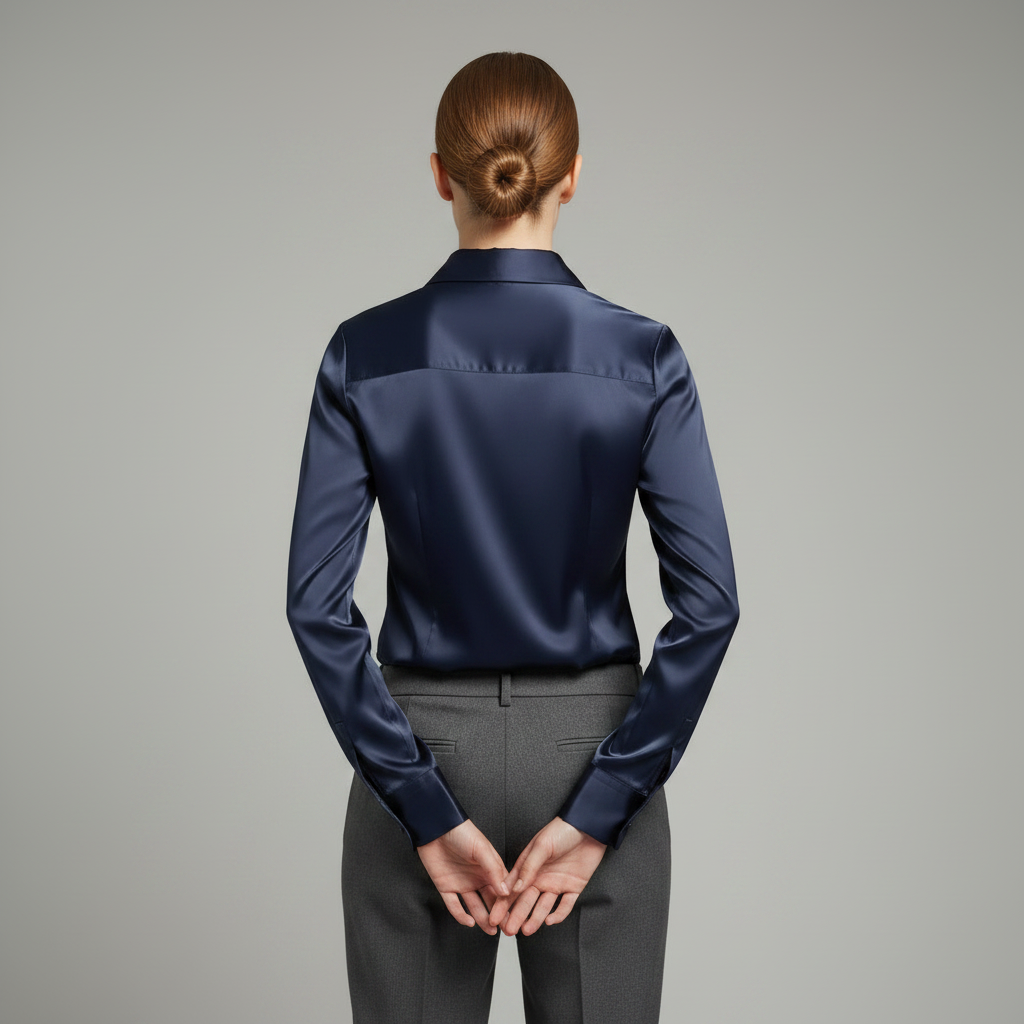 Elegant Satin Blouse | Long Sleeve Women's Plus Size Top