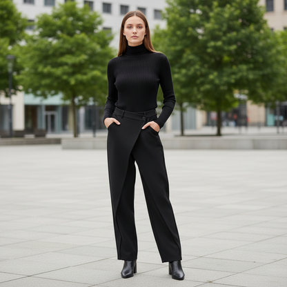 Emma | Women's Baggy Low Rise Jeans with Asymmetrical Waistband