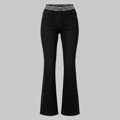 High-Waisted Flared Black Jeans | Women's Slim Fit Trousers