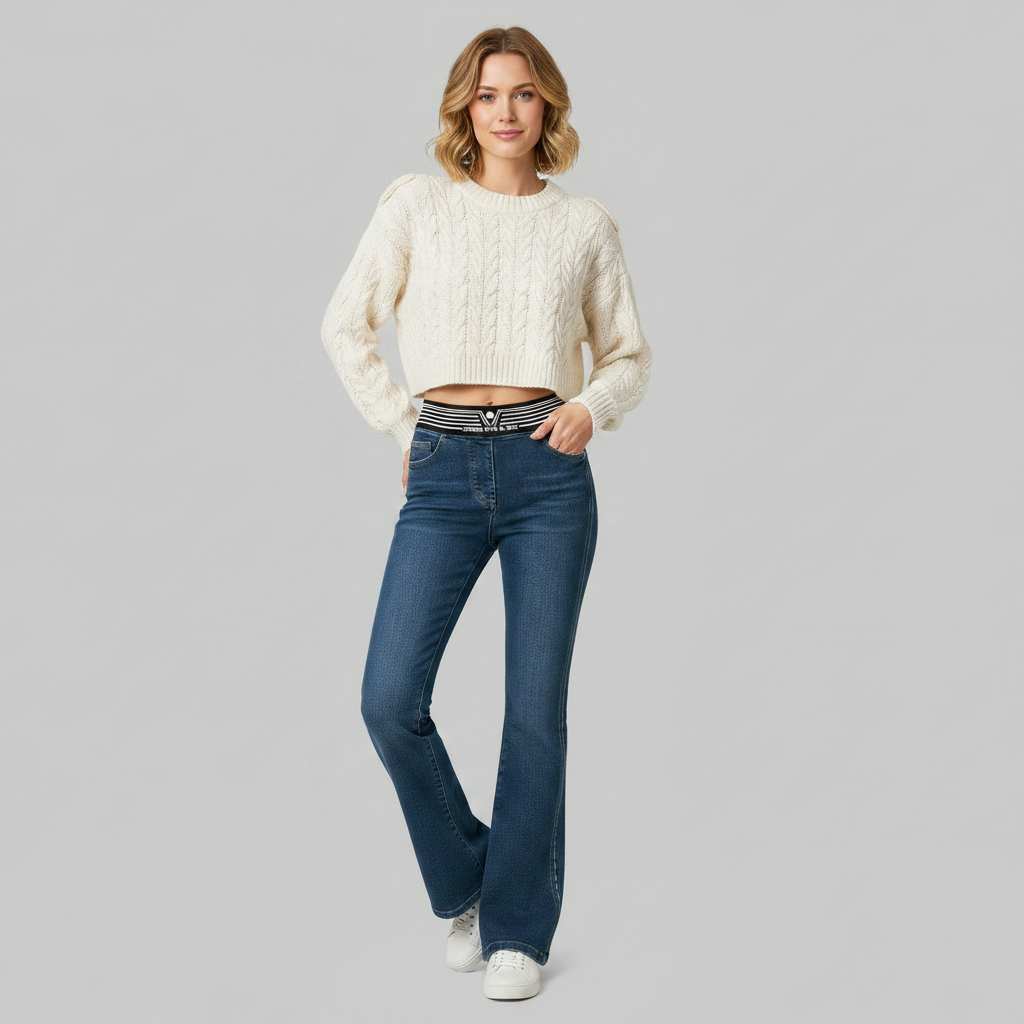 High-Waisted Flared Black Jeans | Women's Slim Fit Trousers