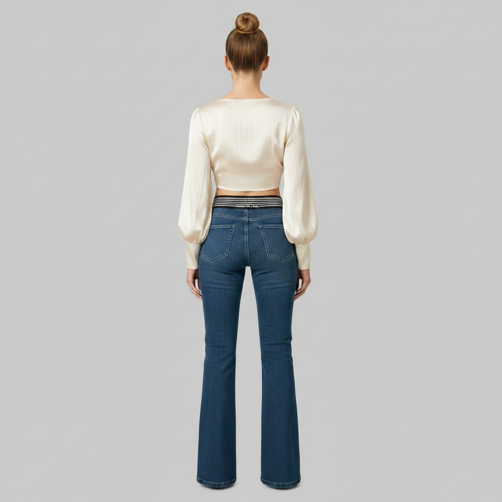High-Waisted Flared Black Jeans | Women's Slim Fit Trousers