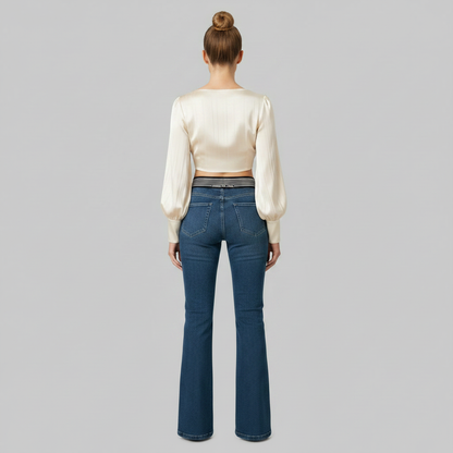 High-Waisted Flared Black Jeans | Women's Slim Fit Trousers
