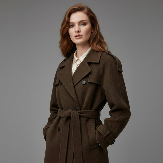 Maxi Wool Coat with Waist Belt | Women's Winter Coat