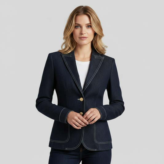 Navy Blue Oversized Denim Jacket | Casual Outerwear for Women