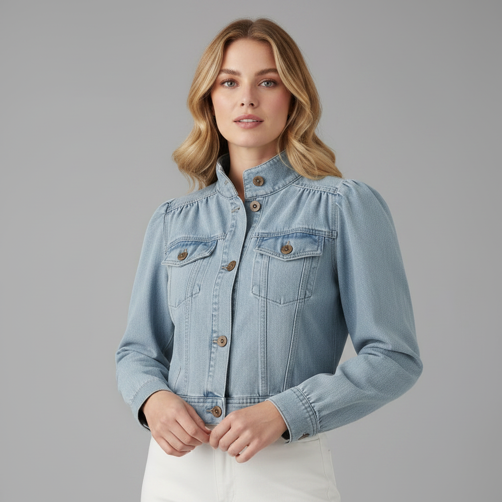 Retro Blue Denim Jacket | Women's Casual Jean Jacket