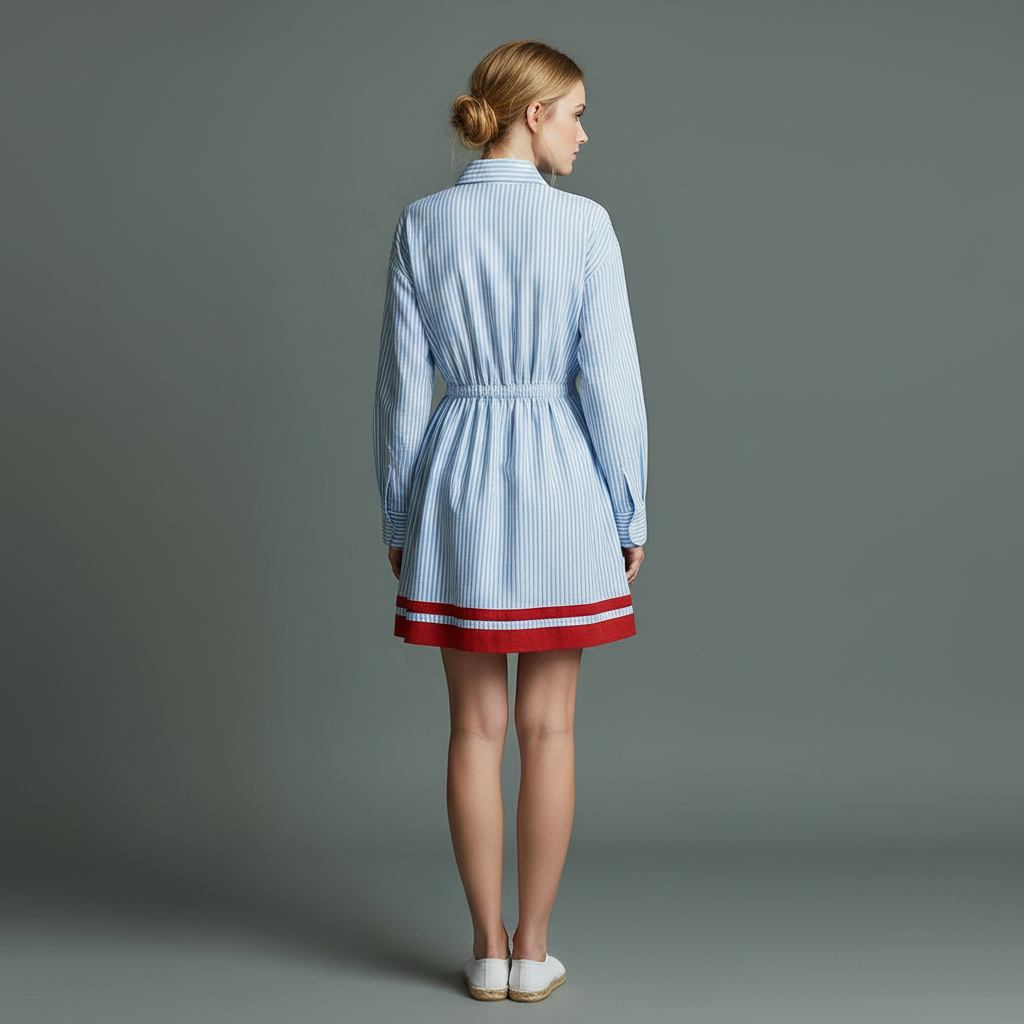 Retro Blue Striped Mini Dress | Women's Summer Dresses
