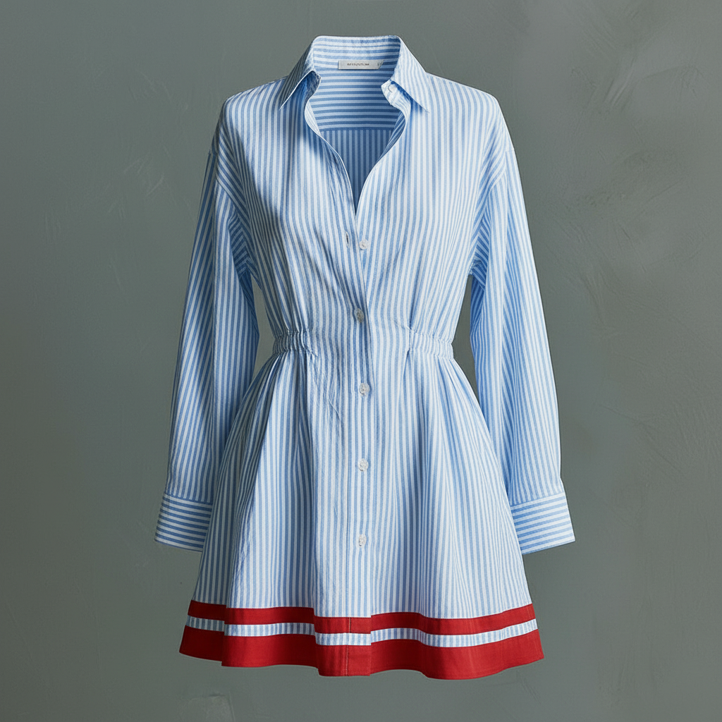 Retro Blue Striped Mini Dress | Women's Summer Dresses