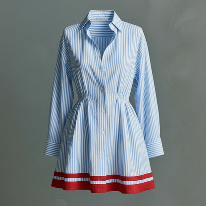 Retro Blue Striped Mini Dress | Women's Summer Dresses