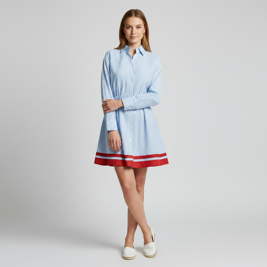 Retro Blue Striped Mini Dress | Women's Summer Dresses