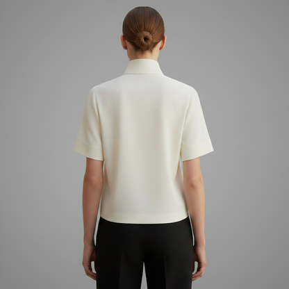 Stand Collar Minimalist Blouse | Structured Women's Top