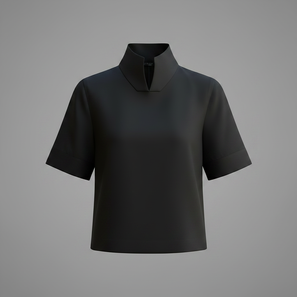 Stand Collar Minimalist Blouse | Structured Women's Top