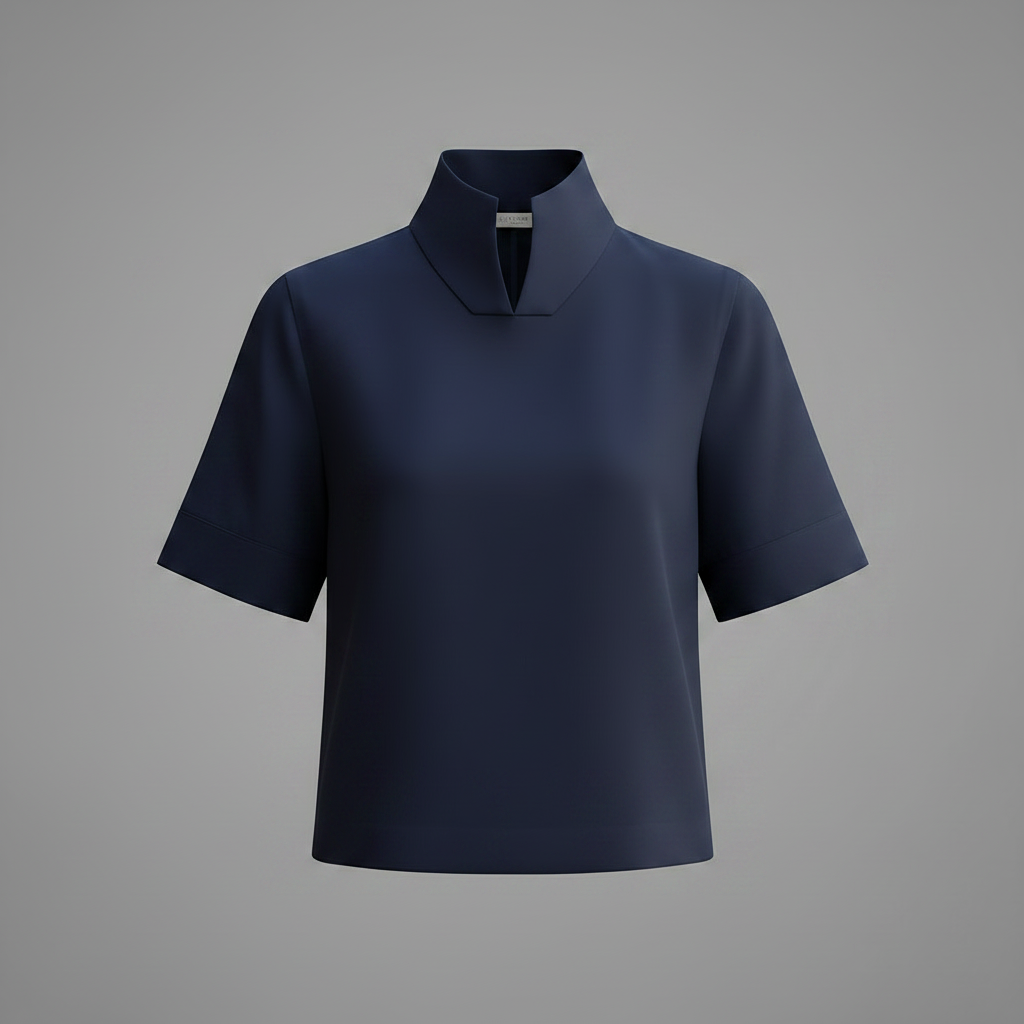 Stand Collar Minimalist Blouse | Structured Women's Top