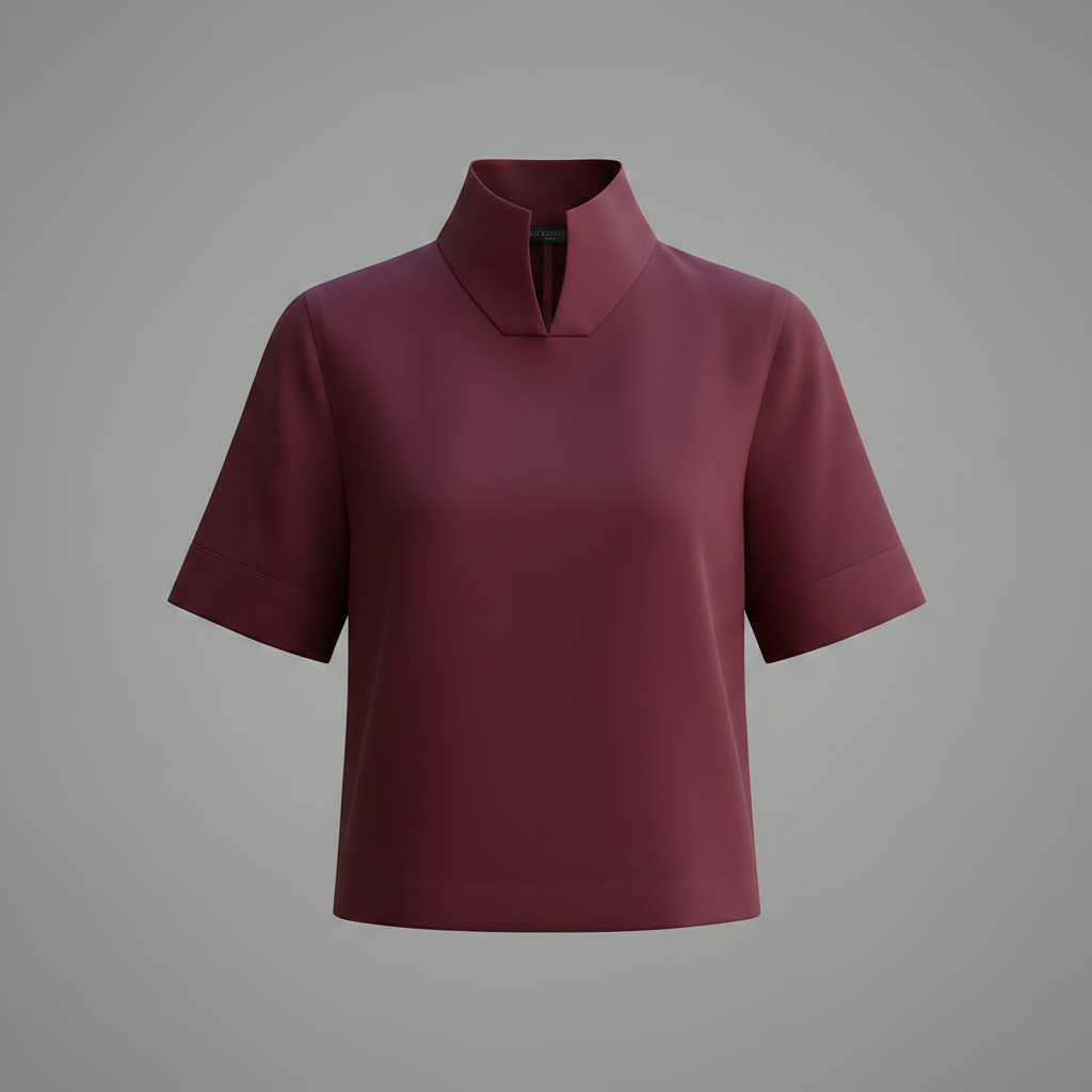 Stand Collar Minimalist Blouse | Structured Women's Top