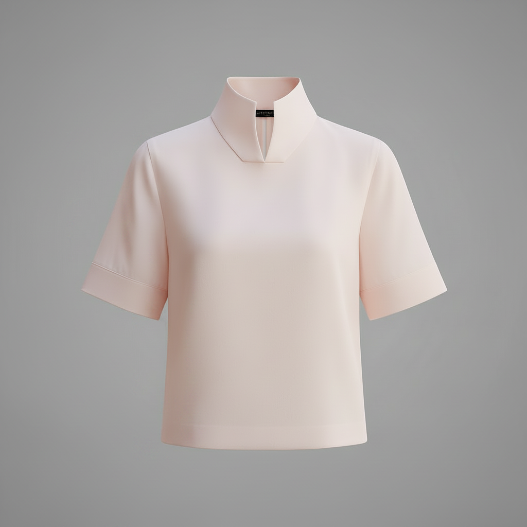 Stand Collar Minimalist Blouse | Structured Women's Top