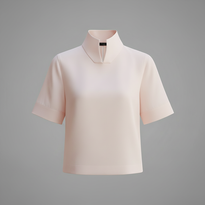 Stand Collar Minimalist Blouse | Structured Women's Top