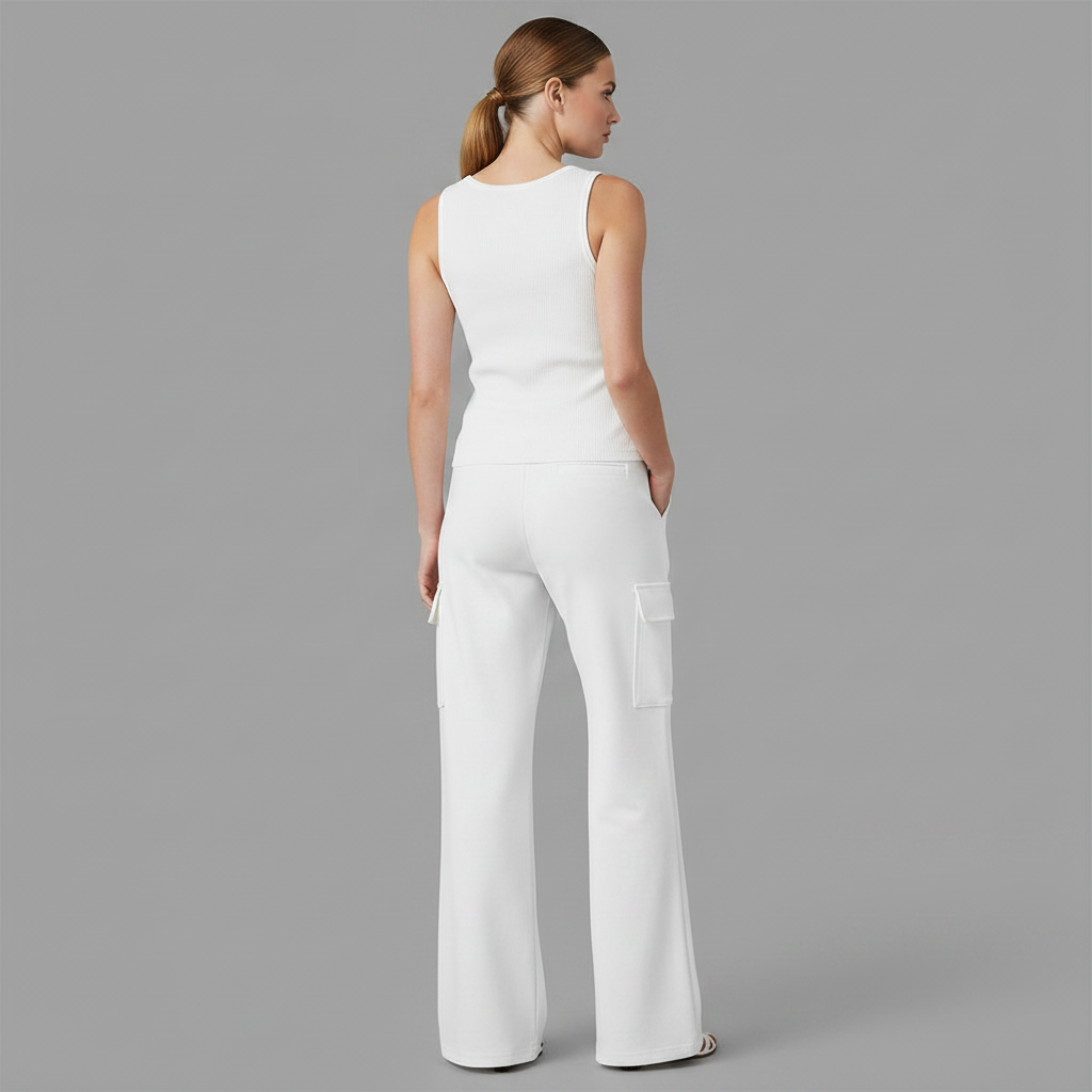V-Neck Sleeveless Top & Cargo Pants Set | Women’s Casual Outfit