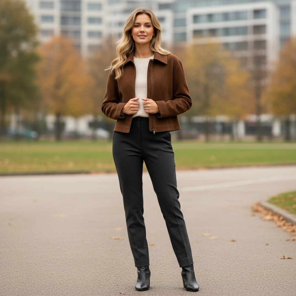 Women's Suede Zipper Pocket Short Jacket | Casual Loose Fit