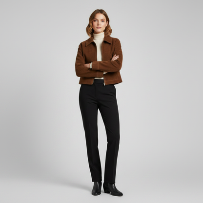 Women's Suede Zipper Pocket Short Jacket | Casual Loose Fit